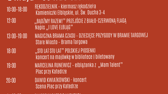 Majówka w Elblągu trwa. Sprawdź, co będzie się działo 2 maja