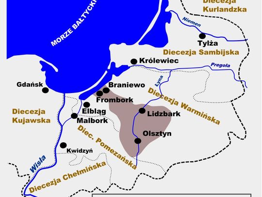 29 lipca 1243 roku dokonano podziału podbitych Prus na trzy diecezje: pomezańską, sambijską i warmińską