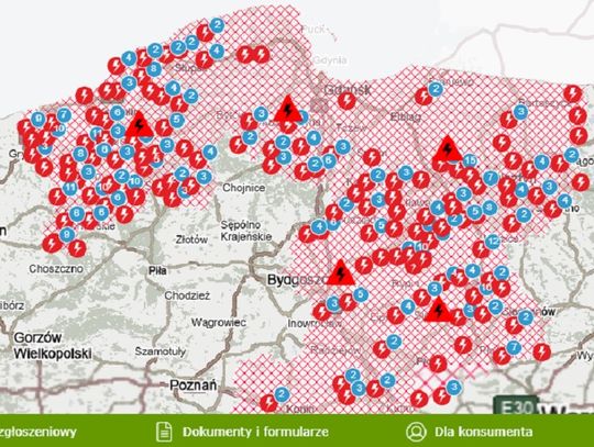 Bez prądu po wichurze - awaria masowa w naszym województwie