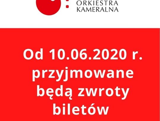 Komunikat Elbląskiej Orkiestry Kameralnej w sprawie biletów