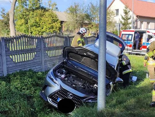 Lexus wylądował w rowie