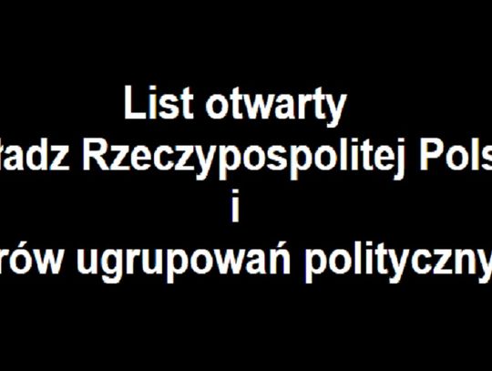 List otwarty do władz Rzeczypospolitej Polskiej i liderów ugrupowań politycznych