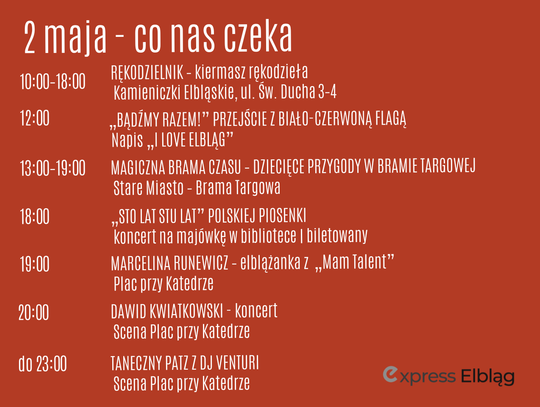 Majówka w Elblągu trwa. Sprawdź, co będzie się działo 2 maja