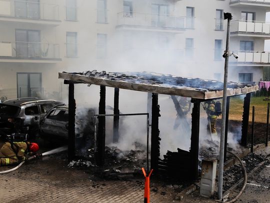 Na Częstochowskiej spłonęła wiata śmietnikowa i samochody