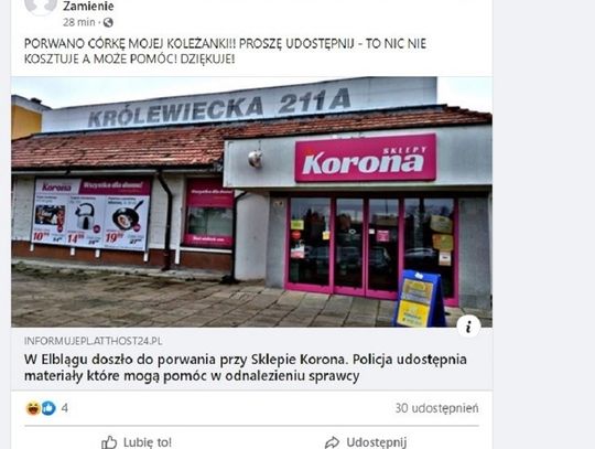 Niebezpieczne fejki w Elblągu - policja ostrzega! Niebezpieczne fejki w Elblągu - policja ostrzega!