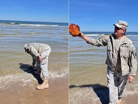 Ogromny bursztyn nad Bałtykiem [WIDEO]