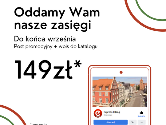 Pokaż swoją firmę na Express Elbląg, Express Pasłęk lub Truso.tv