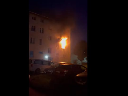 Pożar mieszkania na Płk. Dąbka. Jedna osoba ranna [WIDEO]