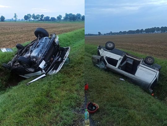 Samochód dachował na trasie Elbląg-Malbork