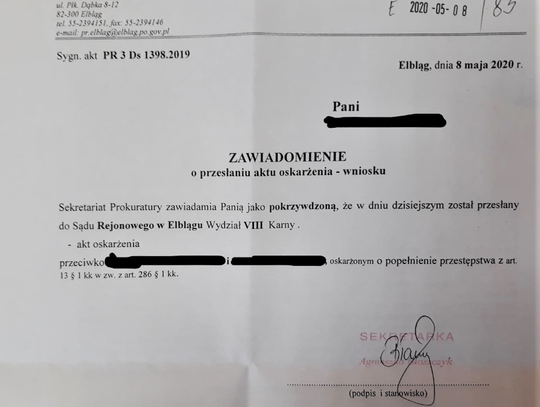 Starsza pani nagrała go dyktafonem. Do elbląskiego sądu trafił akt oskarżenia!