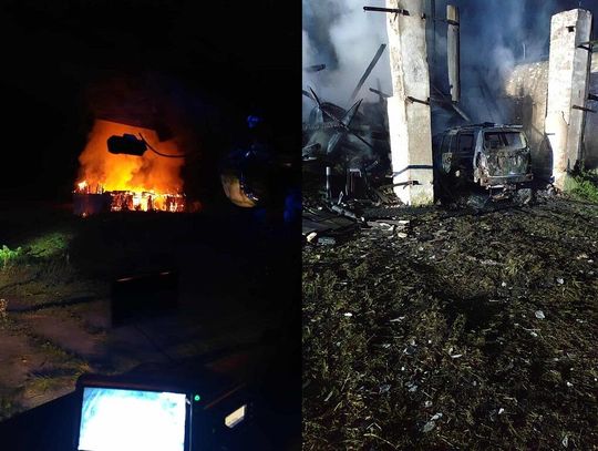 Stodoła pod Elblągiem stanęła w ogniu – spłonął samochód i sprzęt rolniczy