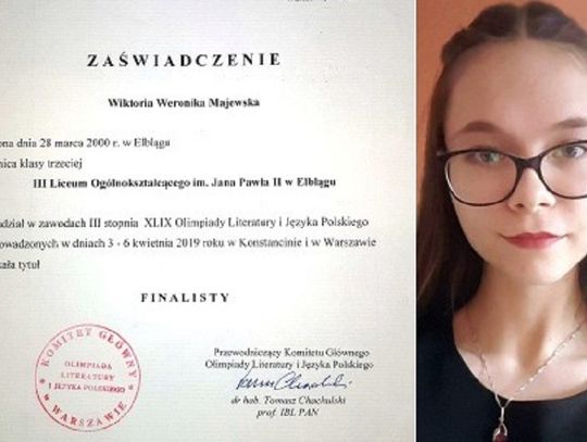 Wiktoria Majewska z III b już zdała maturę z języka polskiego!