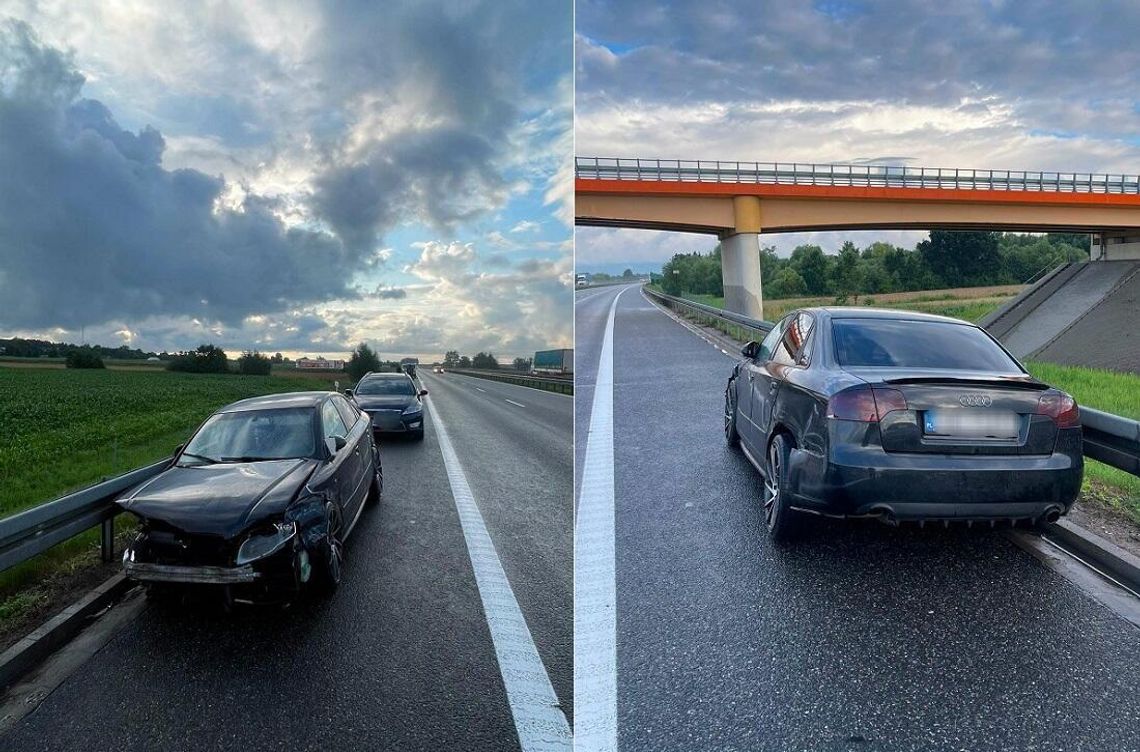 Kilka sekund, jeden błąd i rozbite auto. Wypadek na S7 Kilka sekund, jeden błąd i rozbite auto. Wypadek na S7