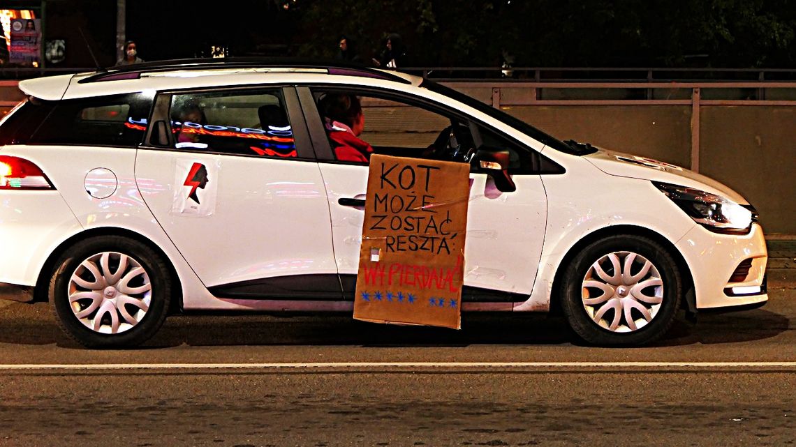 "Kot może zostać, reszta wy********ć". Samochodowy protest w Elblągu