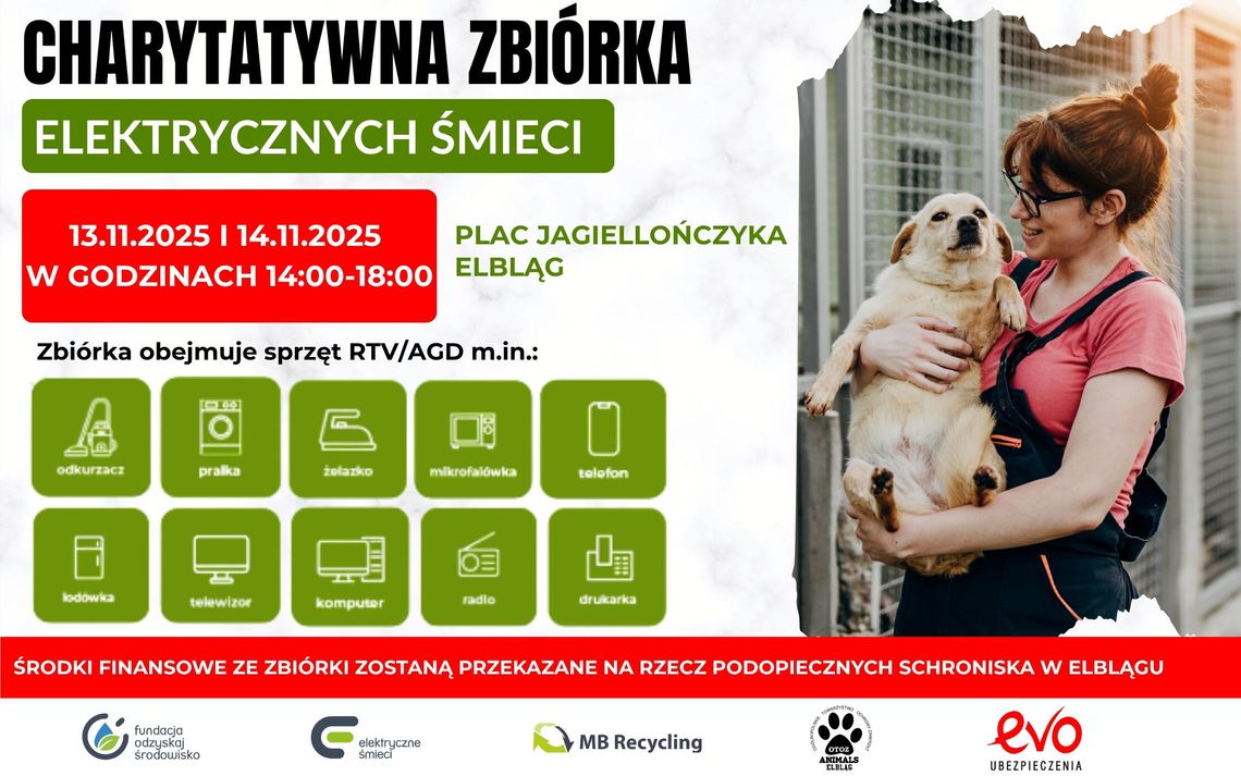 Oddaj elektryczne śmieci i pomóż zwierzętom Charytatywna zbiórka dla OTOZ Animals Elbląg