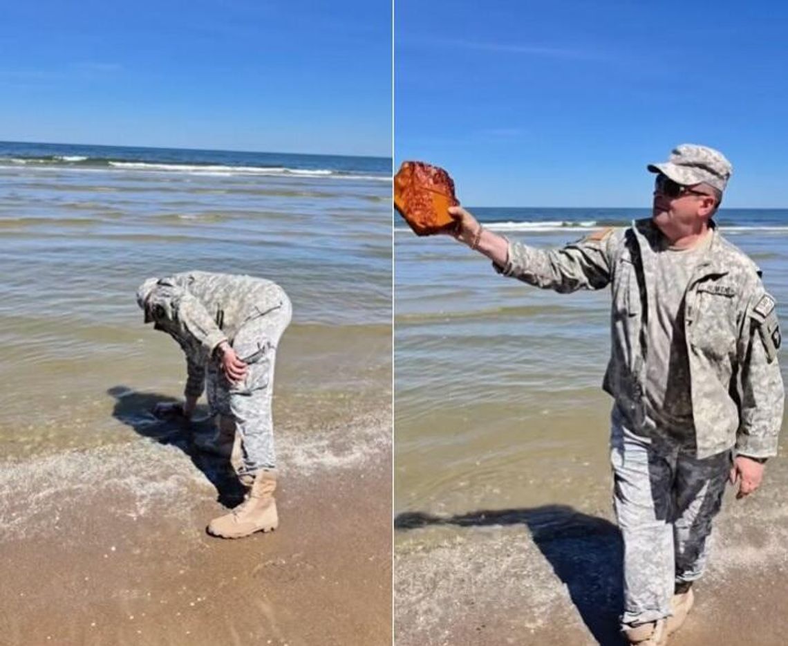 Ogromny bursztyn nad Bałtykiem [WIDEO]