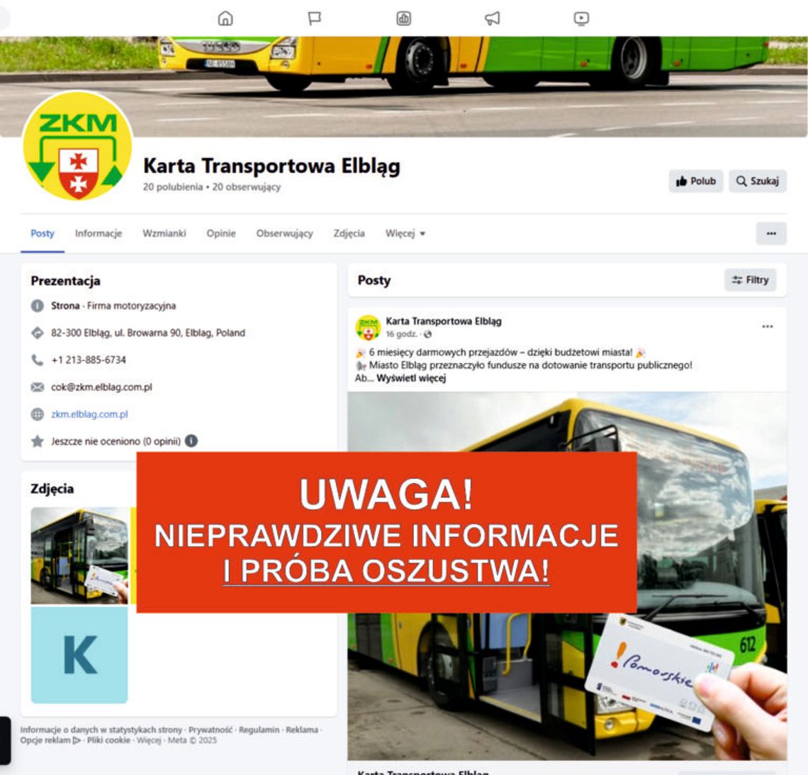 Oszustwo w Elblągu. Podszywają się pod ZKM! Oszustwo w Elblągu. Podszywają się pod ZKM!