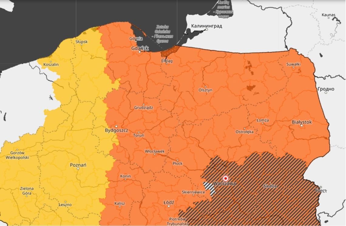 Pogodowe ostrzeżenie dla Elbląga i okolic