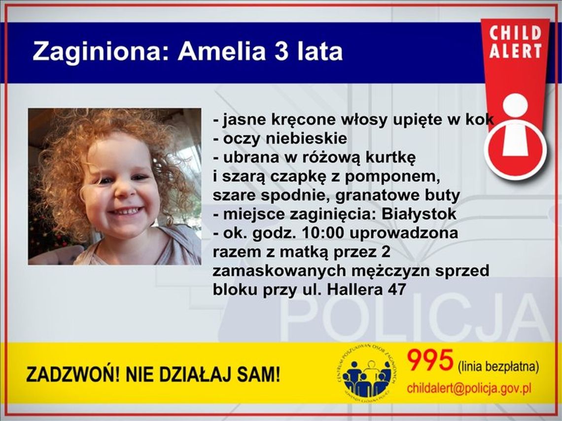 Policjanci poszukują 3-letniej Amelki i jej matki Natalii