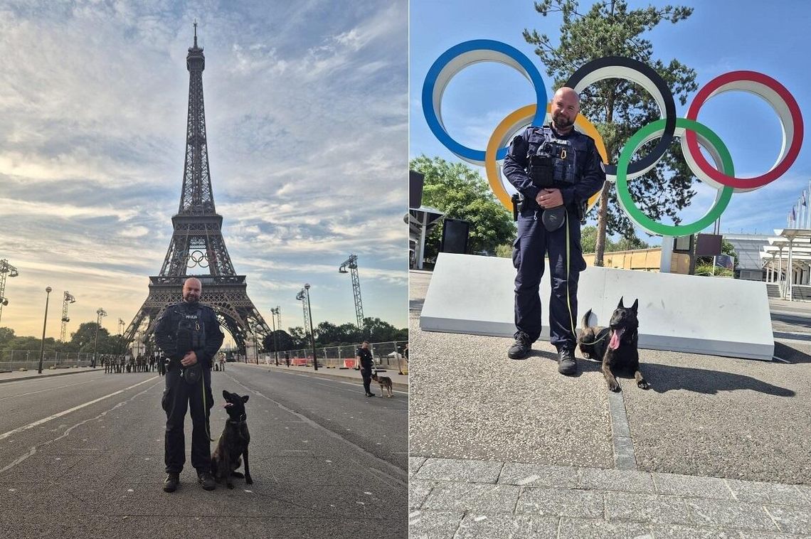 Policjant z Elbląga pełni służbę w Paryżu. Towarzyszy mu pies