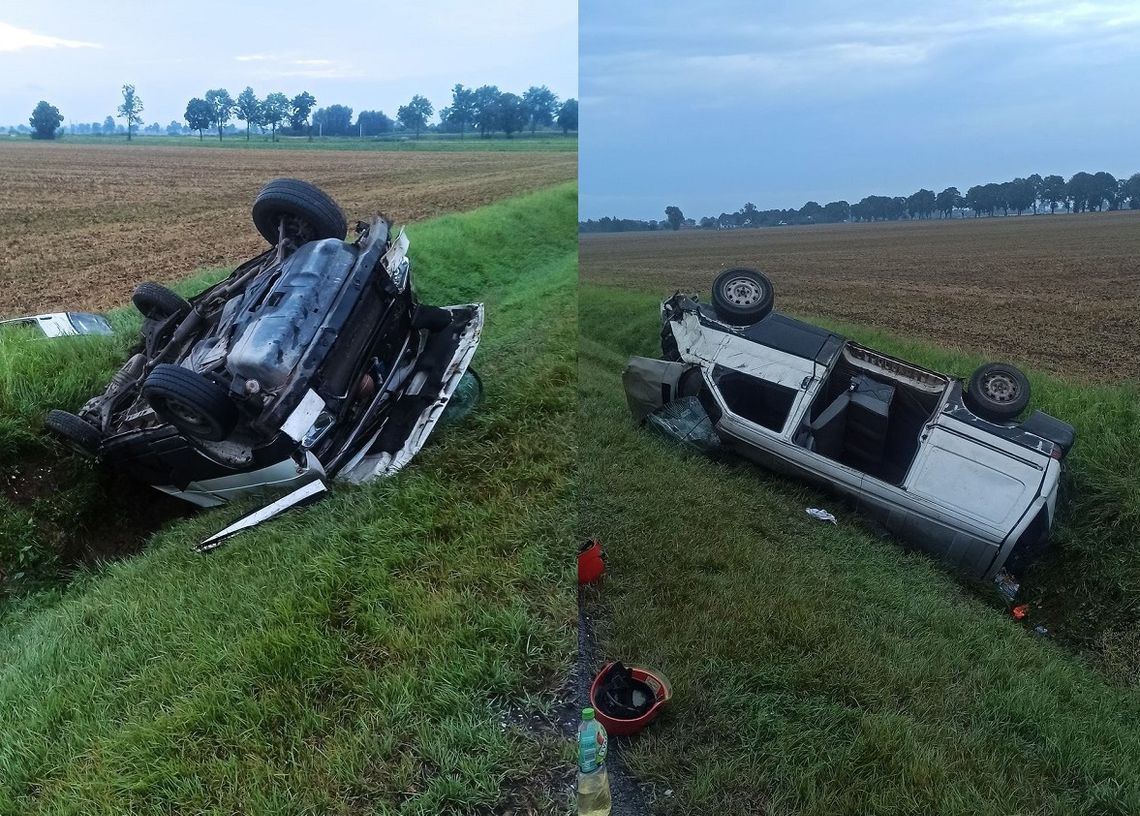 Samochód dachował na trasie Elbląg-Malbork