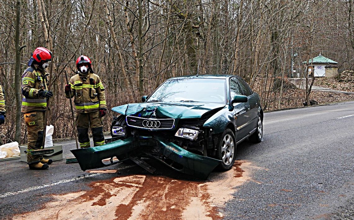 Utrudnienia na Królewieckiej - samochód uderzył w drzewo