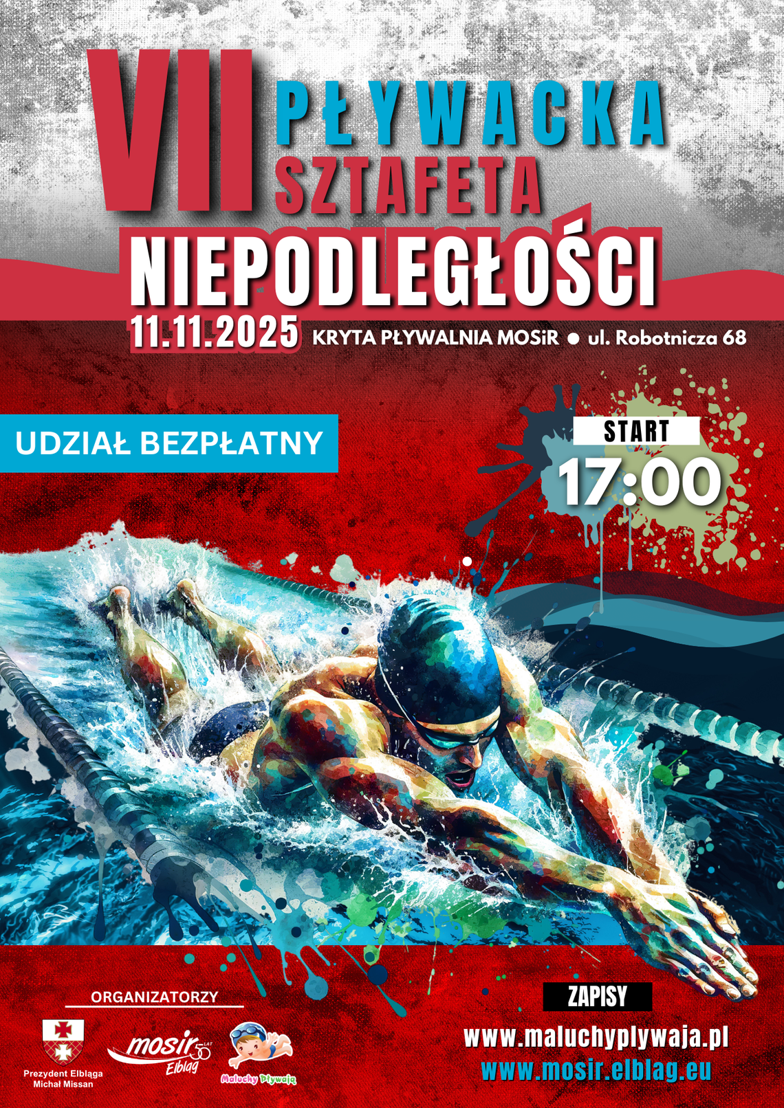 Weź udział w VII Pływackiej Sztafecie Niepodległości