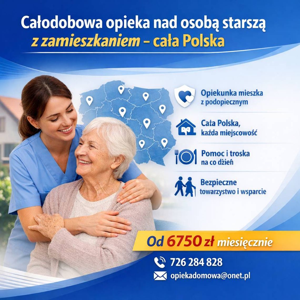 Całodobowa opieka domowa z zamieszkaniem - seniorzy, opieka 24h w domu seniora