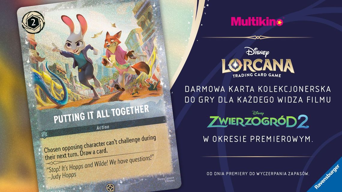 Zobacz w Multikinie „Zwierzogród 2” i odbierz kartę Lorcana!